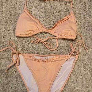 Peach Triangle Bikini Set